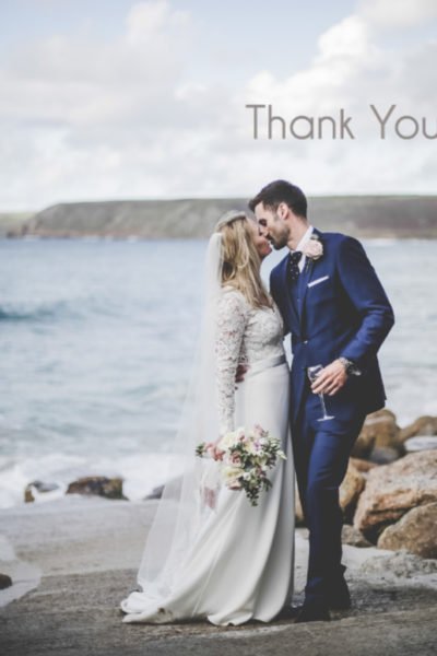 Wedding thank you card - single image.
