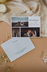 wedding thank you card for couples with free marketing for wedding photographers